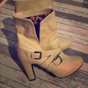 Cream Colored leather (faux) booties